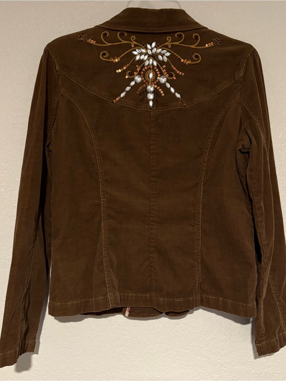 Western Yoke Jacket Tailored Brown Corduroy Blazer  - Women's